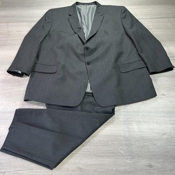 Pronto Uomo Suit Mens Blazer 52 Pants 50 Charcoal Gray Wool 2 Button Jacket